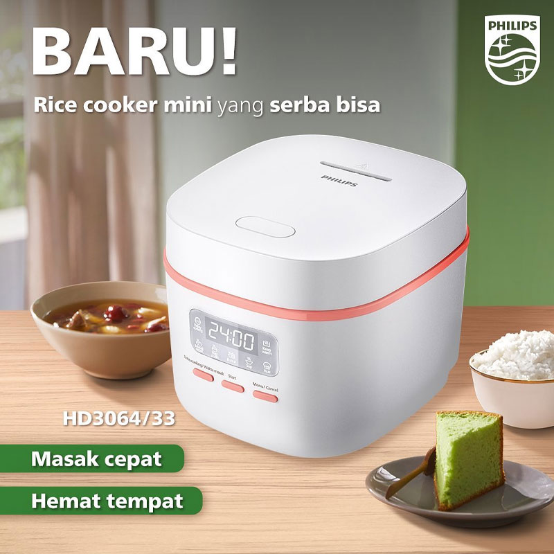 Philips Mini Rice Cooker Seri 3000 0.54 L - HD3064/33 Basic Putih